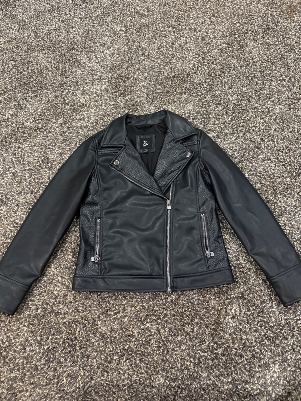 art class Black Faux Leather Moto Jacket with Silver Hardware